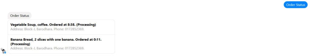 Food Ordering Chatbot - Order Status