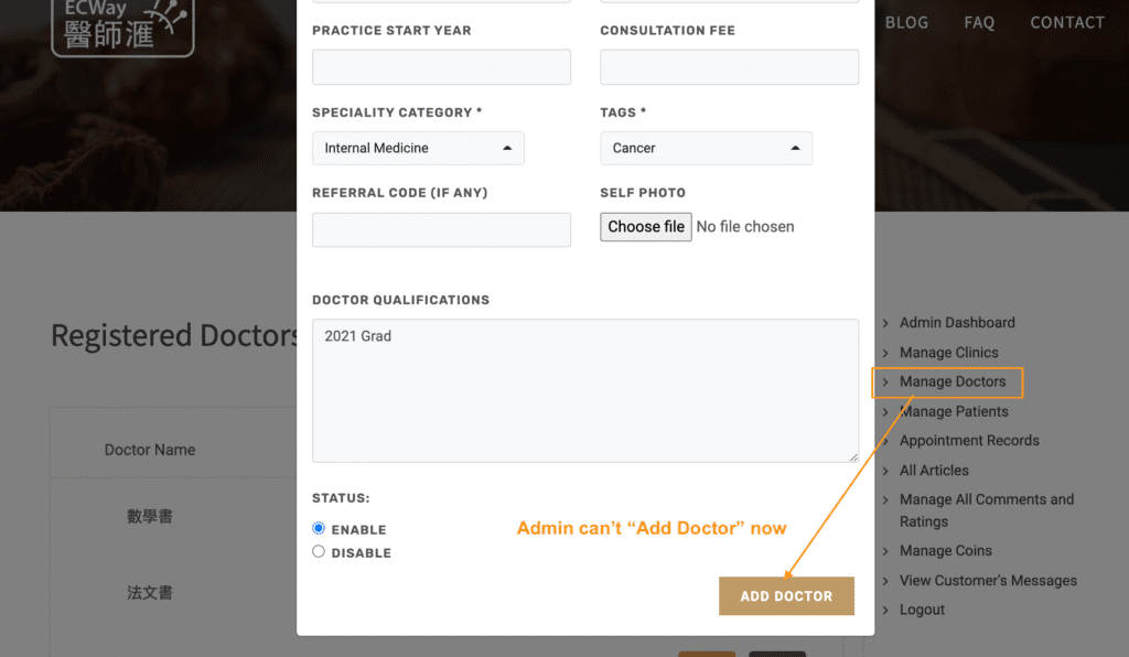 Doctor Booking Platform - Add Doctor