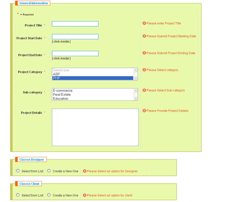 PMSDAP - Project Generation Panel