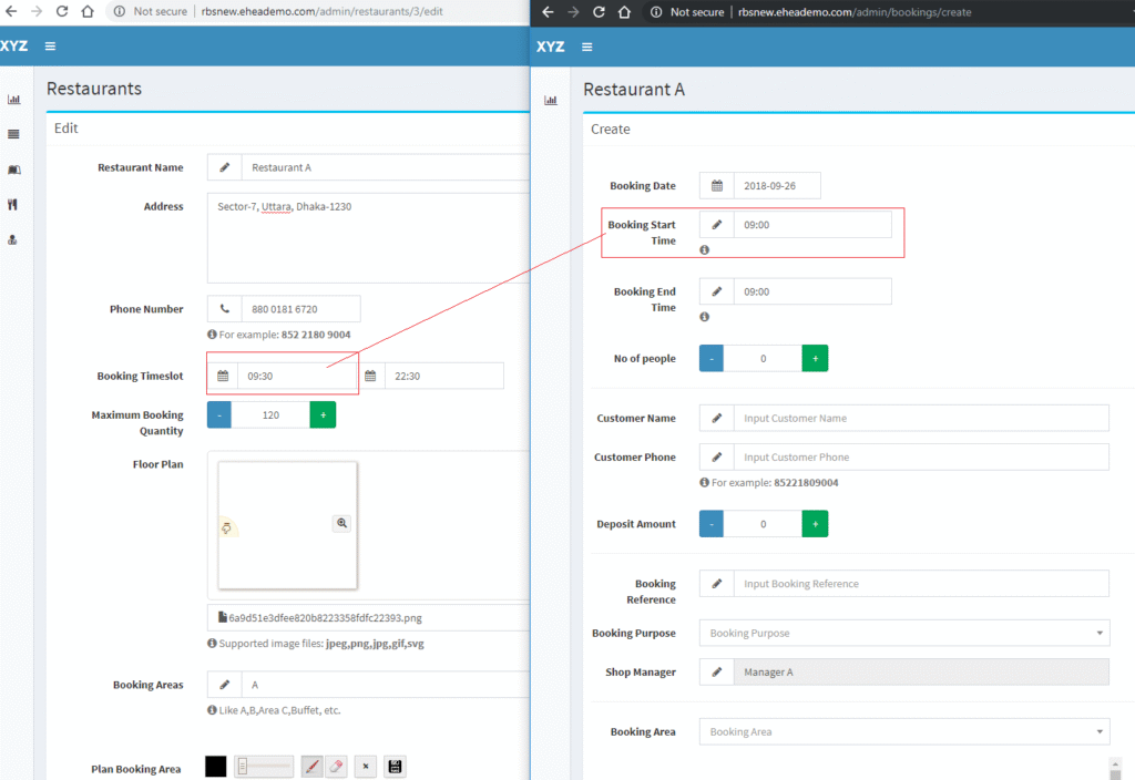 Restaurant Booking System - Booking Page