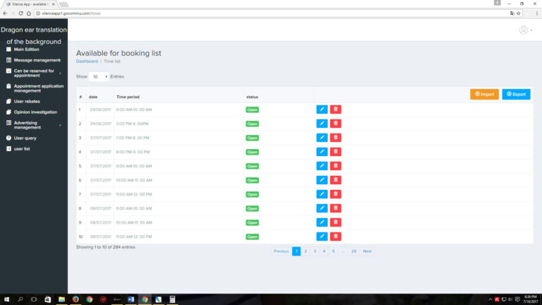Silence App - Available Slots