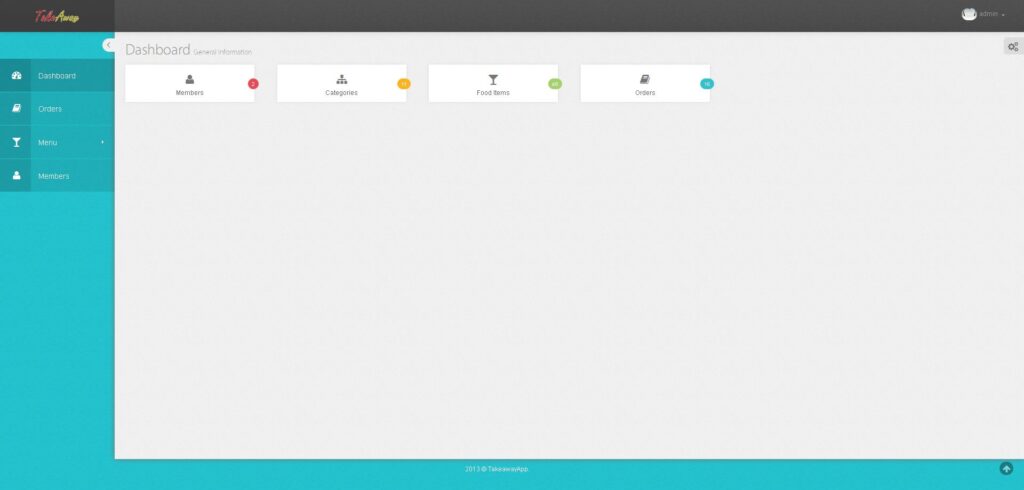 TakeAway Backend - Dashboard
