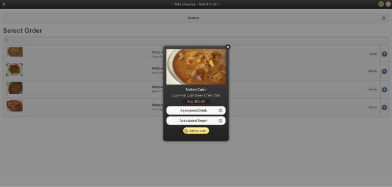 TakeAway - Order Placement Modal Box
