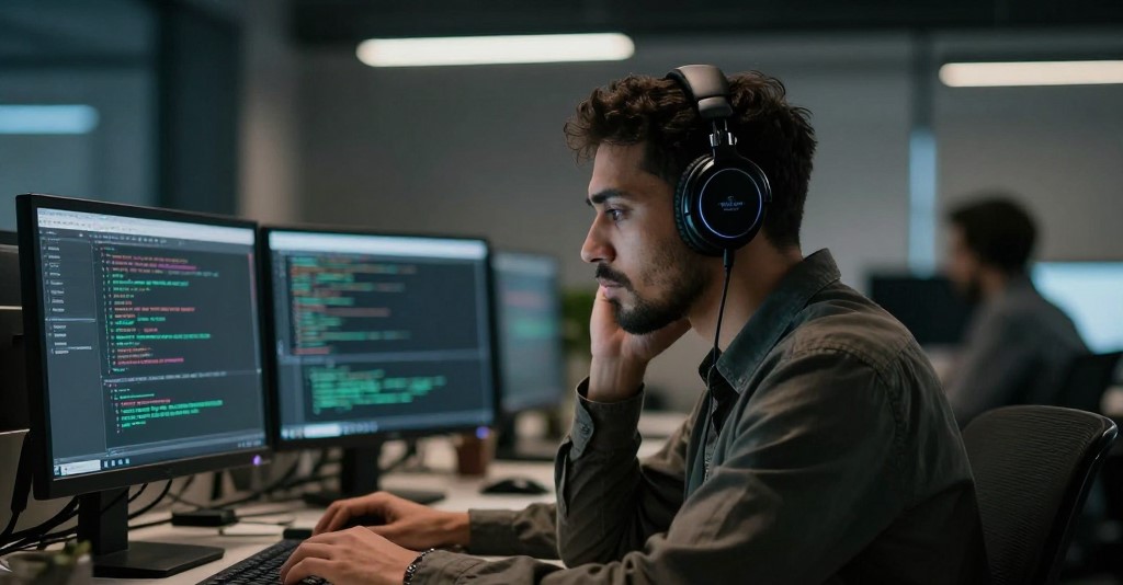 Muslim Software Engineer Listening To Quran