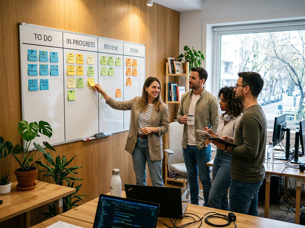 Scrum Master is Collaborating with Scrum Team